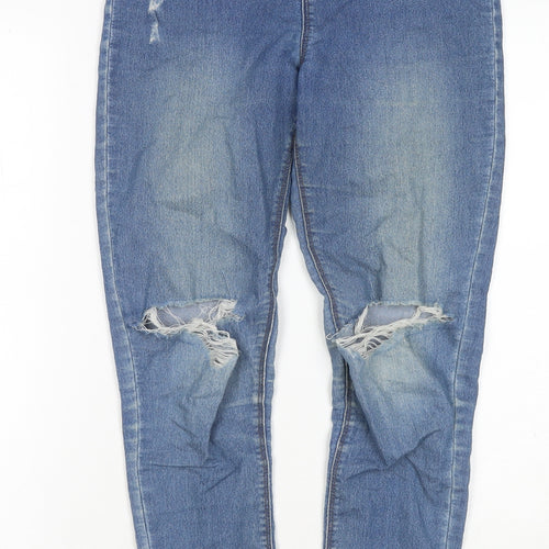 Candy Girls Blue Cotton Jegging Jeans Size 12 Years L23 in Regular Zip - Distressed