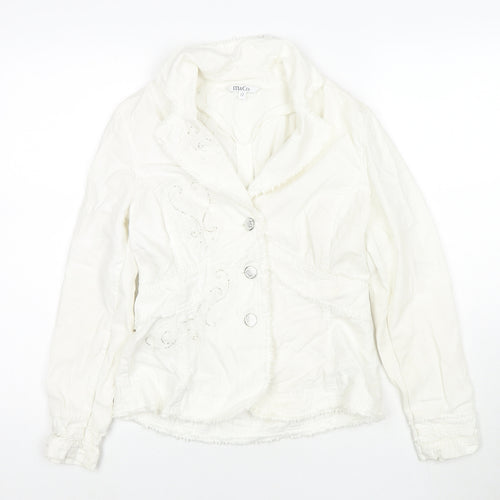 M&Co Womens White Jacket Size 12 Button