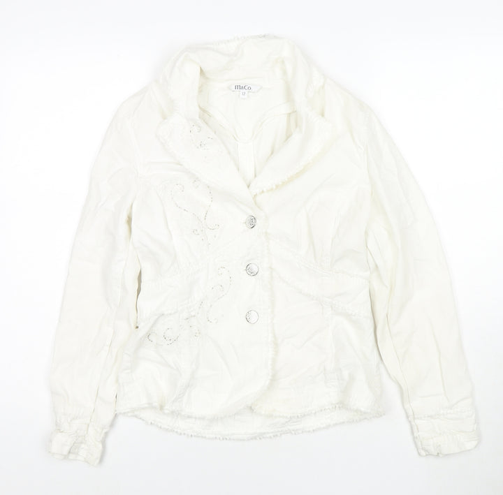 M&Co Womens White Jacket Size 12 Button