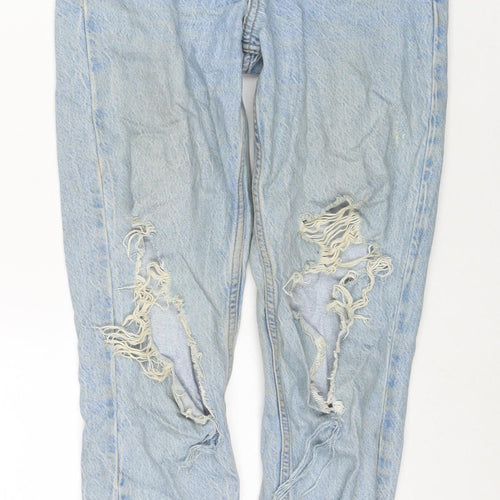 Denim & Co. Womens Blue Cotton Straight Jeans Size 4 L28 in Regular Zip
