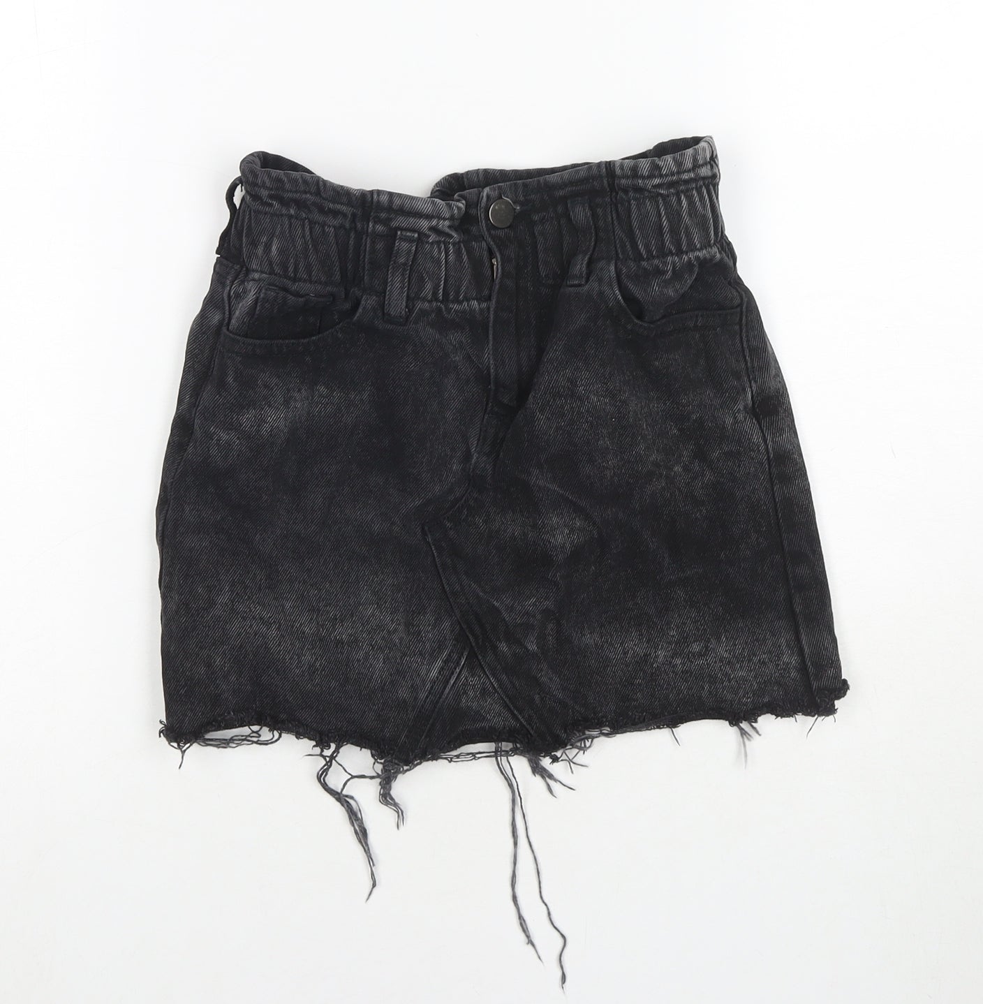 M&Co Girls Black Cotton Mini Skirt Size 10 Years Regular Zip