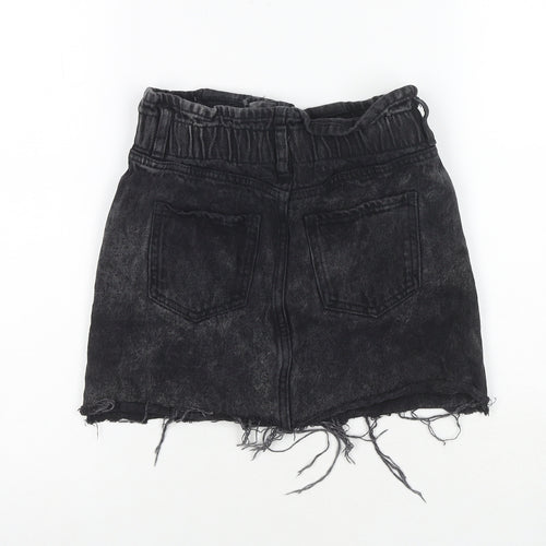 M&Co Girls Black Cotton Mini Skirt Size 10 Years Regular Zip