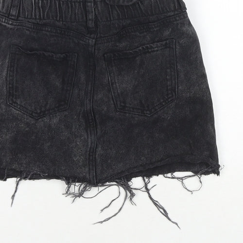 M&Co Girls Black Cotton Mini Skirt Size 10 Years Regular Zip