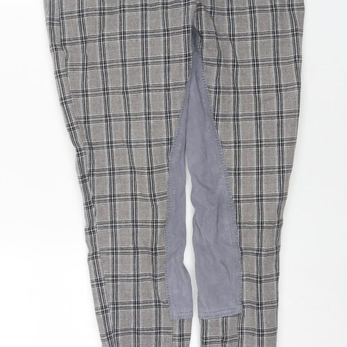 Derby Womens Grey Check Cotton Trousers Size 32 in L26 in Regular Zip