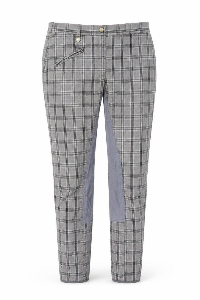Derby Womens Grey Check Cotton Trousers Size 32 in L26 in Regular Zip