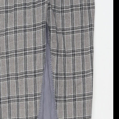 Derby Womens Grey Check Cotton Trousers Size 32 in L26 in Regular Zip