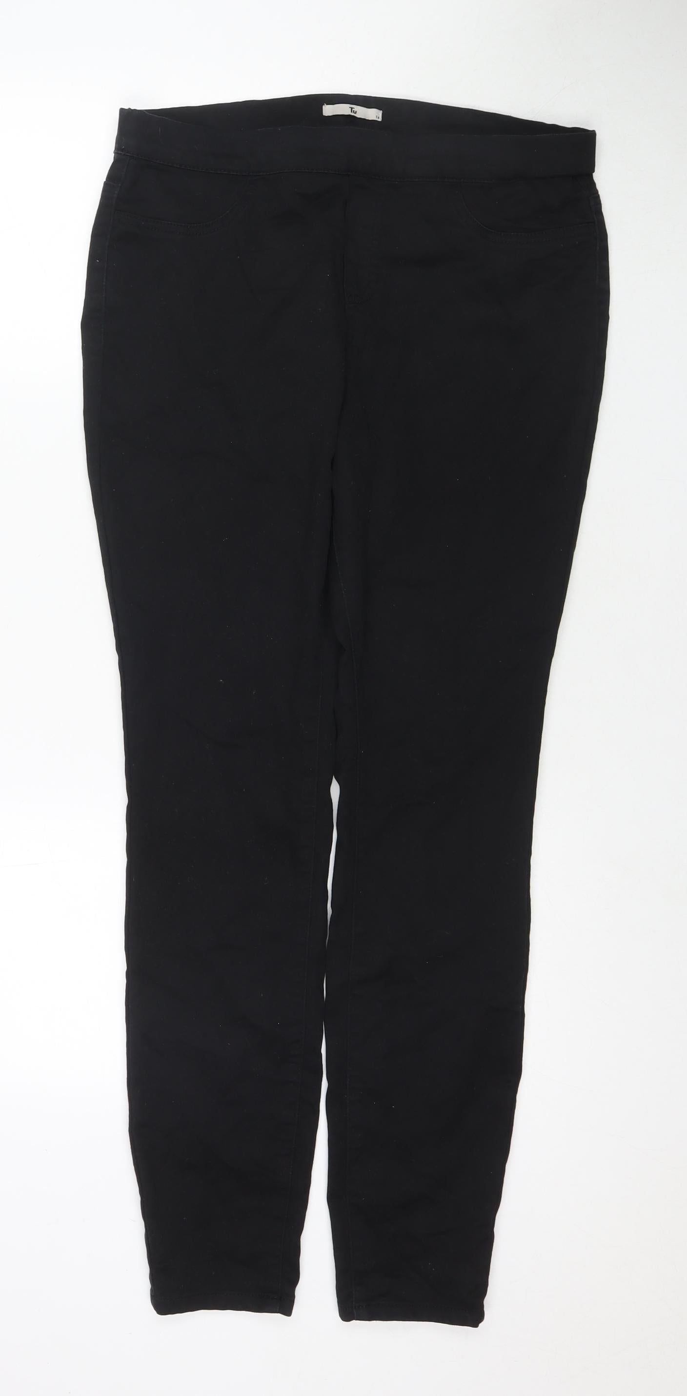 TU Womens Black Cotton Jegging Jeans Size 14 L30 in Regular