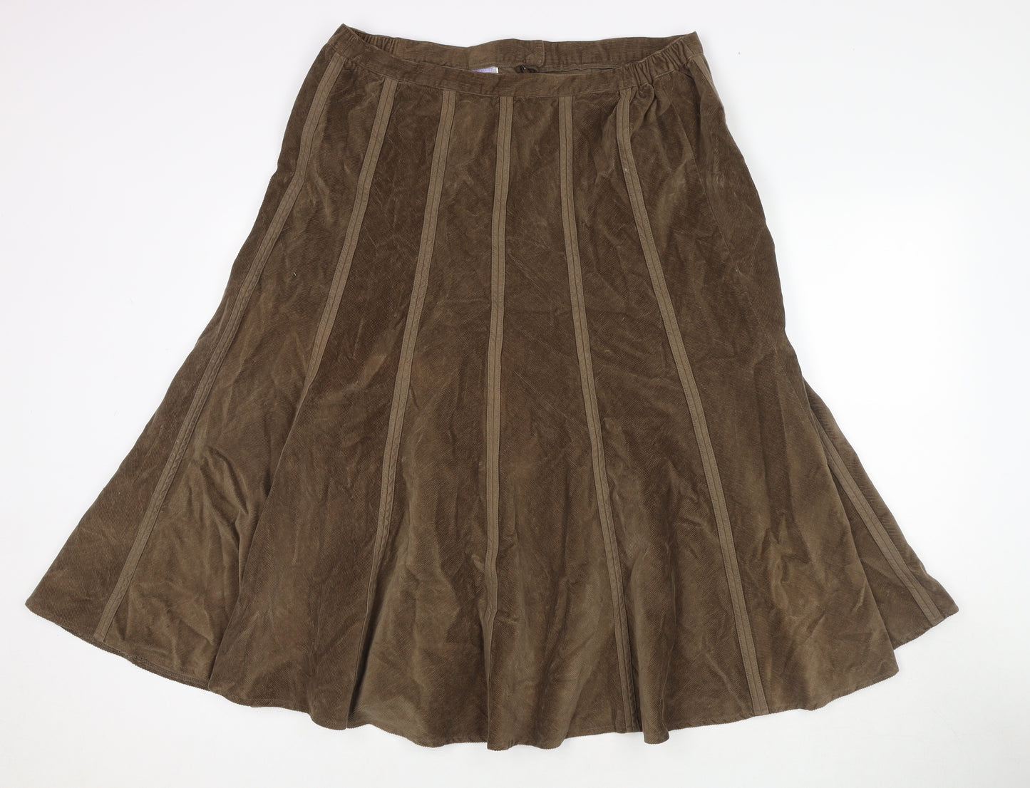 Damart Womens Beige Cotton Pleated Skirt Size 18