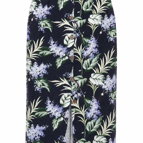 Oasis Womens Black Floral Viscose Straight & Pencil Skirt Size 8 Button