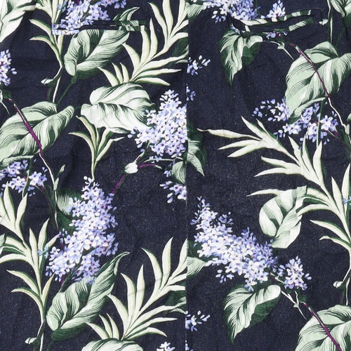 Oasis Womens Black Floral Viscose Straight & Pencil Skirt Size 8 Button