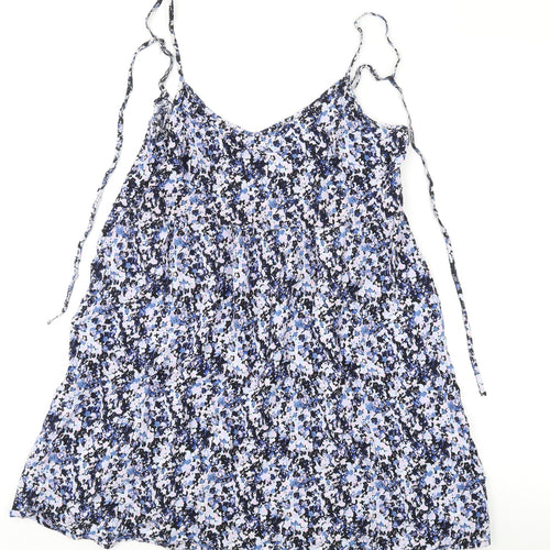 Divided by H&M Womens Blue Floral Viscose Camisole Tank Size 6 Scoop Neck