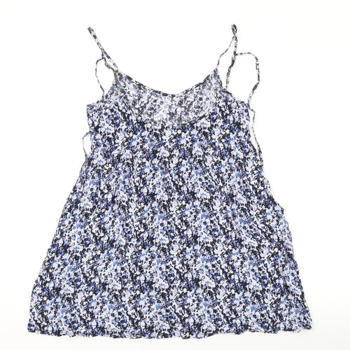 Divided by H&M Womens Blue Floral Viscose Camisole Tank Size 6 Scoop Neck