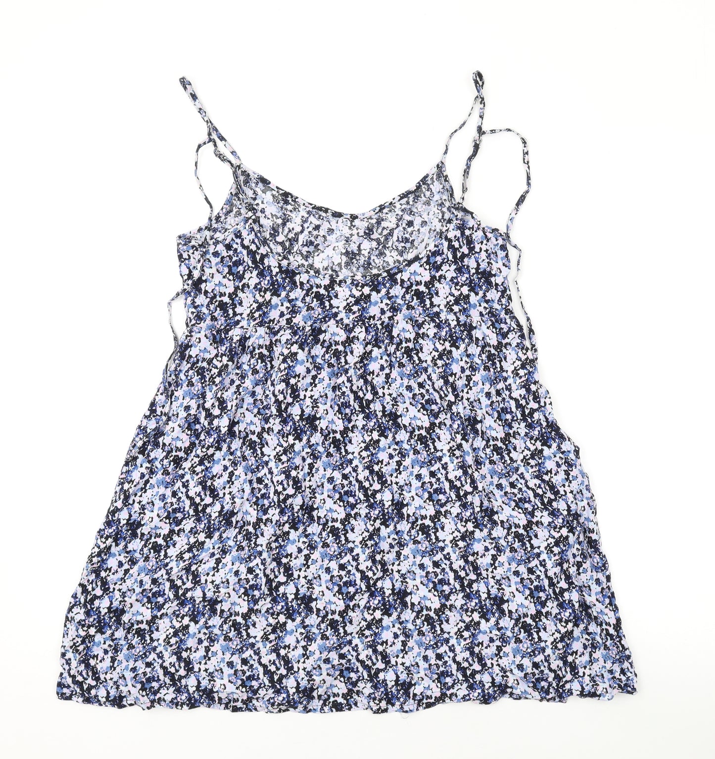 Divided by H&M Womens Blue Floral Viscose Camisole Tank Size 6 Scoop Neck