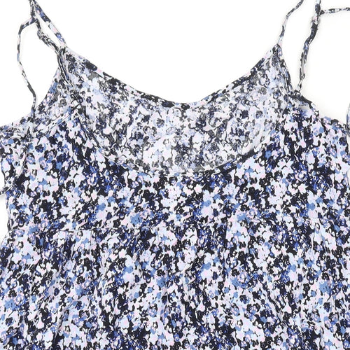 Divided by H&M Womens Blue Floral Viscose Camisole Tank Size 6 Scoop Neck