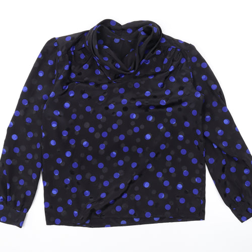 Marks and Spencer Womens Black Polka Dot Polyester Basic Blouse Size 10 Roll Neck