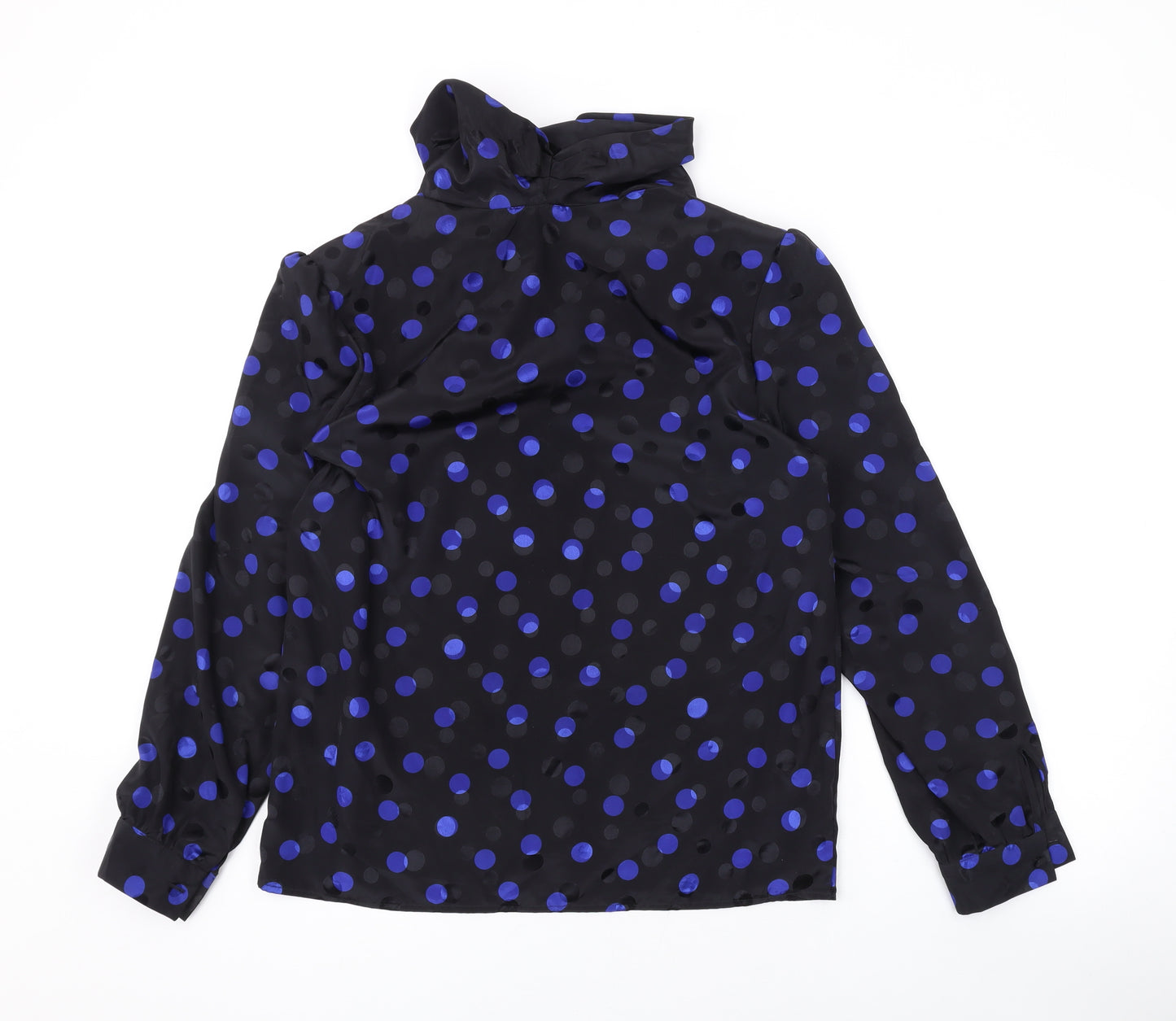 Marks and Spencer Womens Black Polka Dot Polyester Basic Blouse Size 10 Roll Neck