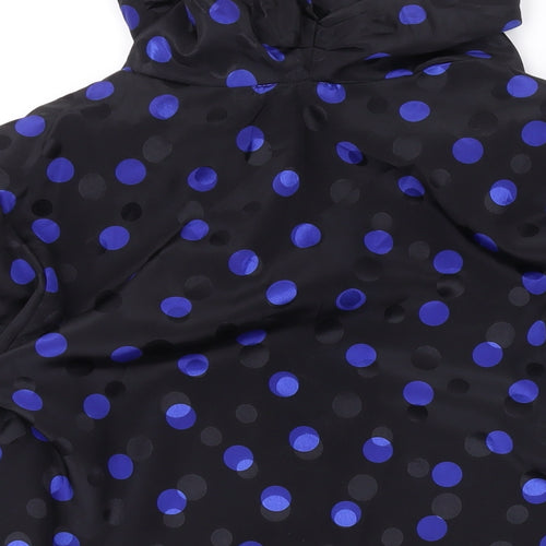 Marks and Spencer Womens Black Polka Dot Polyester Basic Blouse Size 10 Roll Neck