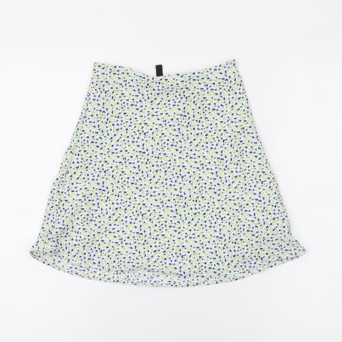 Divided by H&M Womens White Floral Polyester Mini Skirt Size 4 Zip