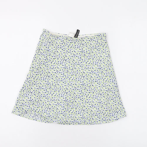 Divided by H&M Womens White Floral Polyester Mini Skirt Size 4 Zip