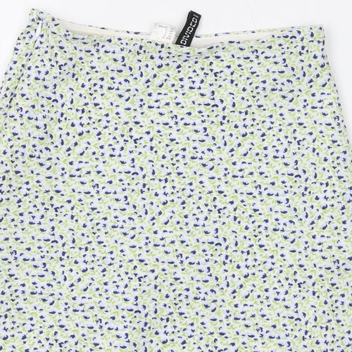 Divided by H&M Womens White Floral Polyester Mini Skirt Size 4 Zip