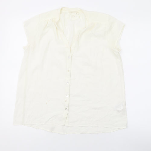 H&M Womens White Polyester Basic Blouse Size 6 V-Neck