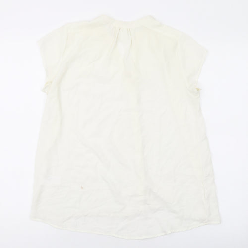 H&M Womens White Polyester Basic Blouse Size 6 V-Neck