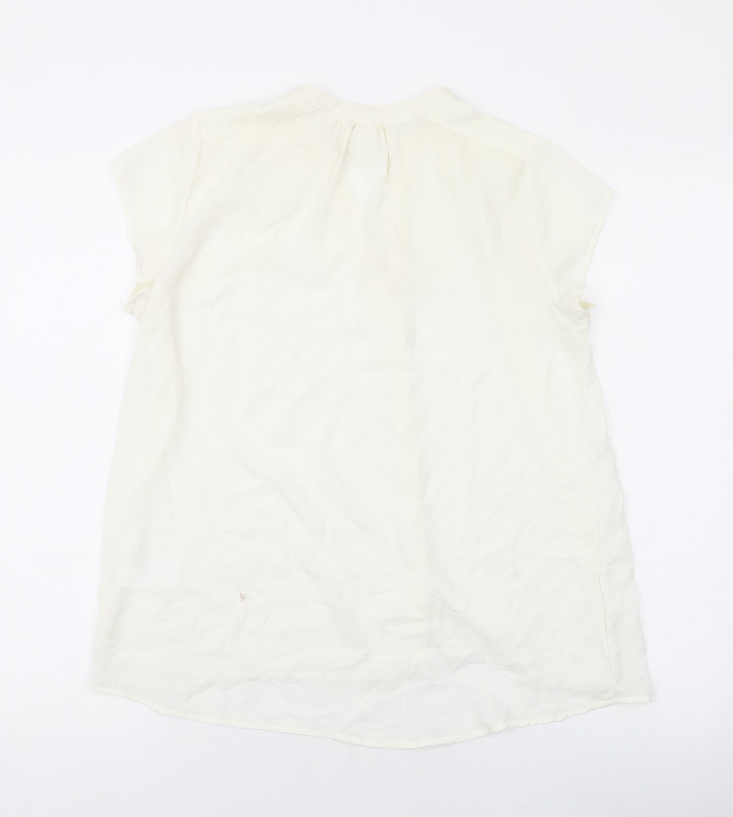 H&M Womens White Polyester Basic Blouse Size 6 V-Neck