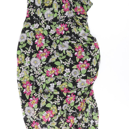 No Comment Womens Black Floral Polyester Bodycon Size M V-Neck Pullover