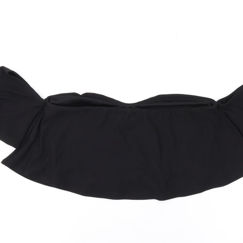 PRETTYLITTLETHING Womens Black Polyester Cropped Blouse Size 12 Off the Shoulder