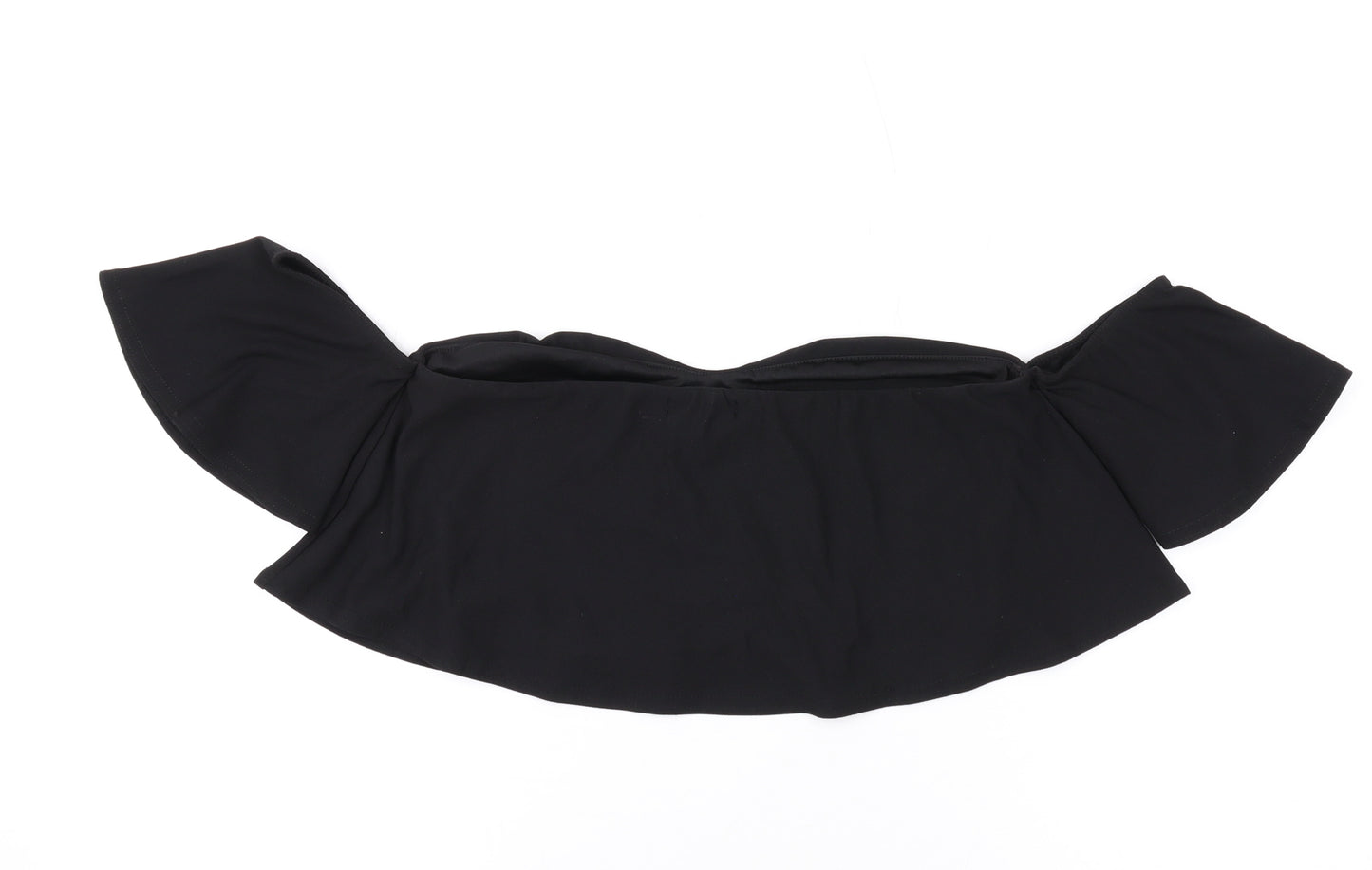 PRETTYLITTLETHING Womens Black Polyester Cropped Blouse Size 12 Off the Shoulder