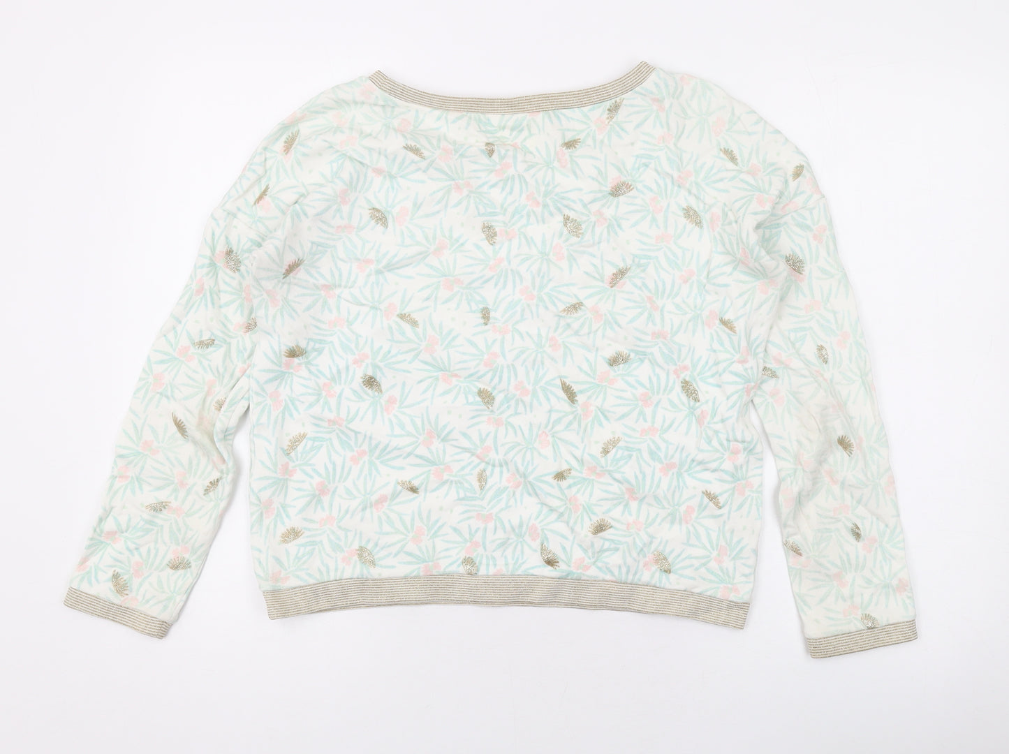 Des Petits Hauts Womens Ivory Geometric Cotton Pullover Sweatshirt Size 10 Pullover