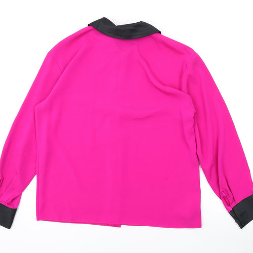 Marks and Spencer Womens Pink Polyester Basic Button-Up Size 10 Collared