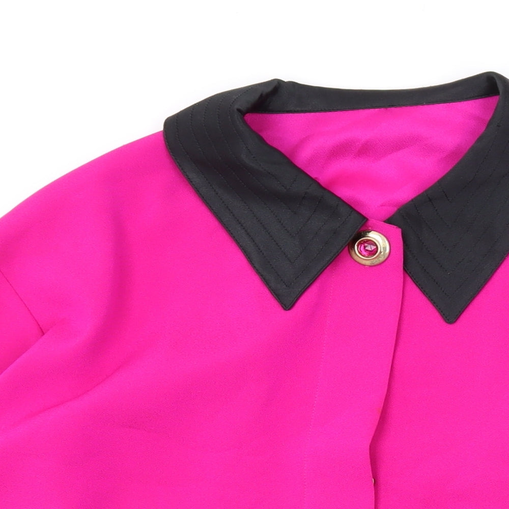 Marks and Spencer Womens Pink Polyester Basic Button-Up Size 10 Collared