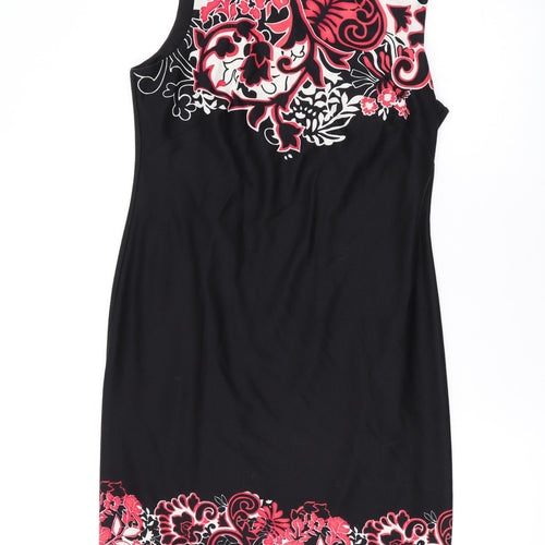Ronni Nicole Womens Black Geometric Polyester A-Line Size 12 Round Neck