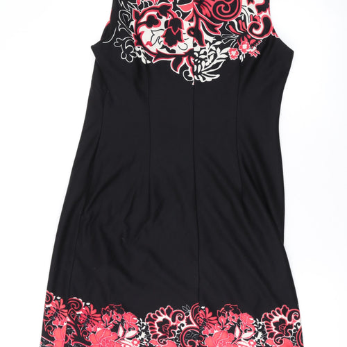 Ronni Nicole Womens Black Geometric Polyester A-Line Size 12 Round Neck