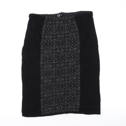 Per Una Womens Black Geometric Wool Straight & Pencil Skirt Size 12 Zip