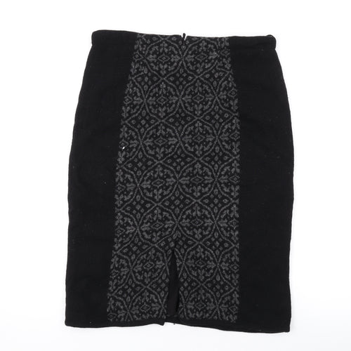 Per Una Womens Black Geometric Wool Straight & Pencil Skirt Size 12 Zip