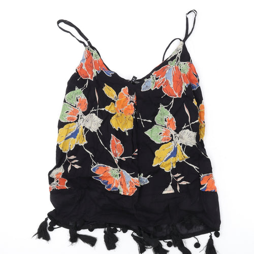 NEXT Womens Black Geometric Cotton Camisole Tank Size 8 V-Neck