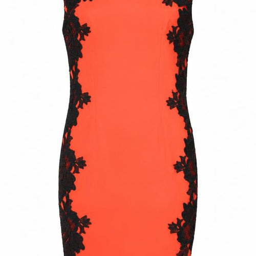 AX Paris Womens Orange Geometric Polyester Pencil Dress Size 16 Round Neck Zip