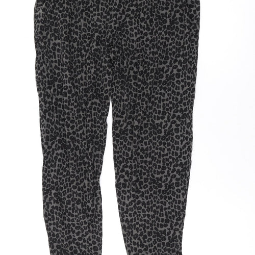NEXT Womens Grey Animal Print Viscose Trousers Size 10 L26 in Regular