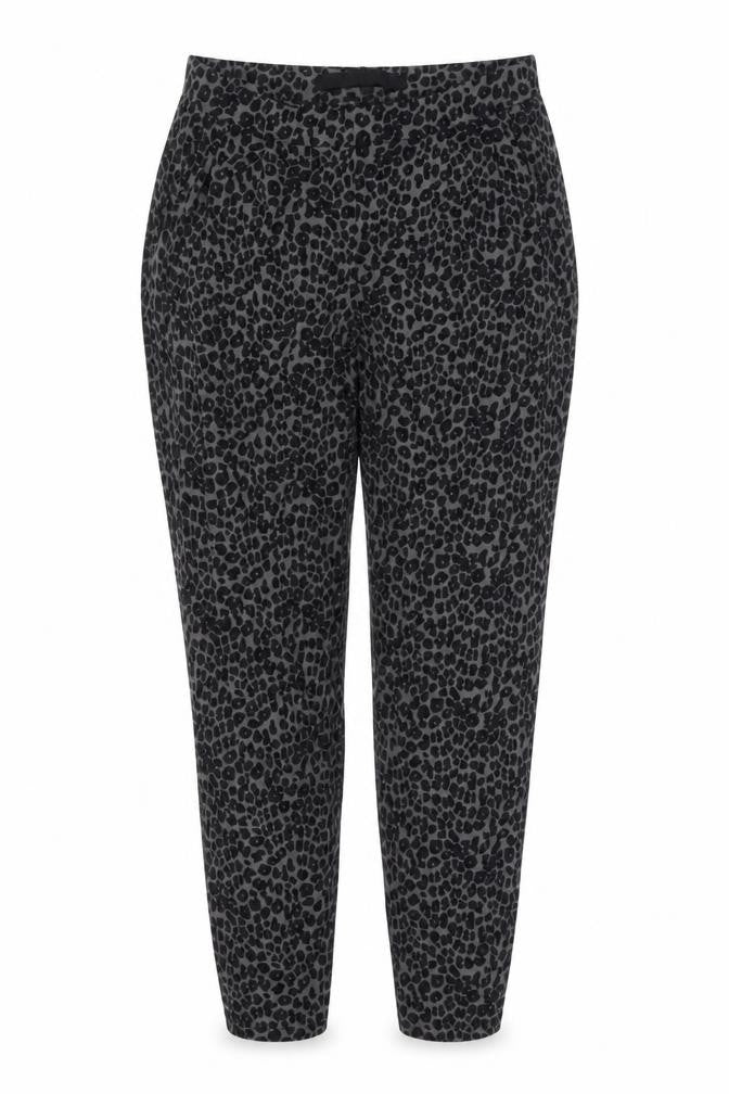 NEXT Womens Grey Animal Print Viscose Trousers Size 10 L26 in Regular