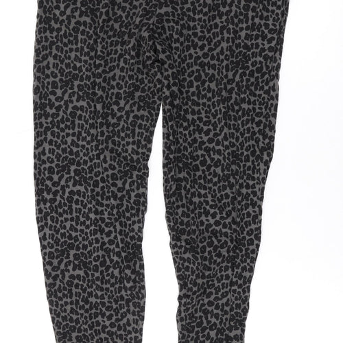 NEXT Womens Grey Animal Print Viscose Trousers Size 10 L26 in Regular