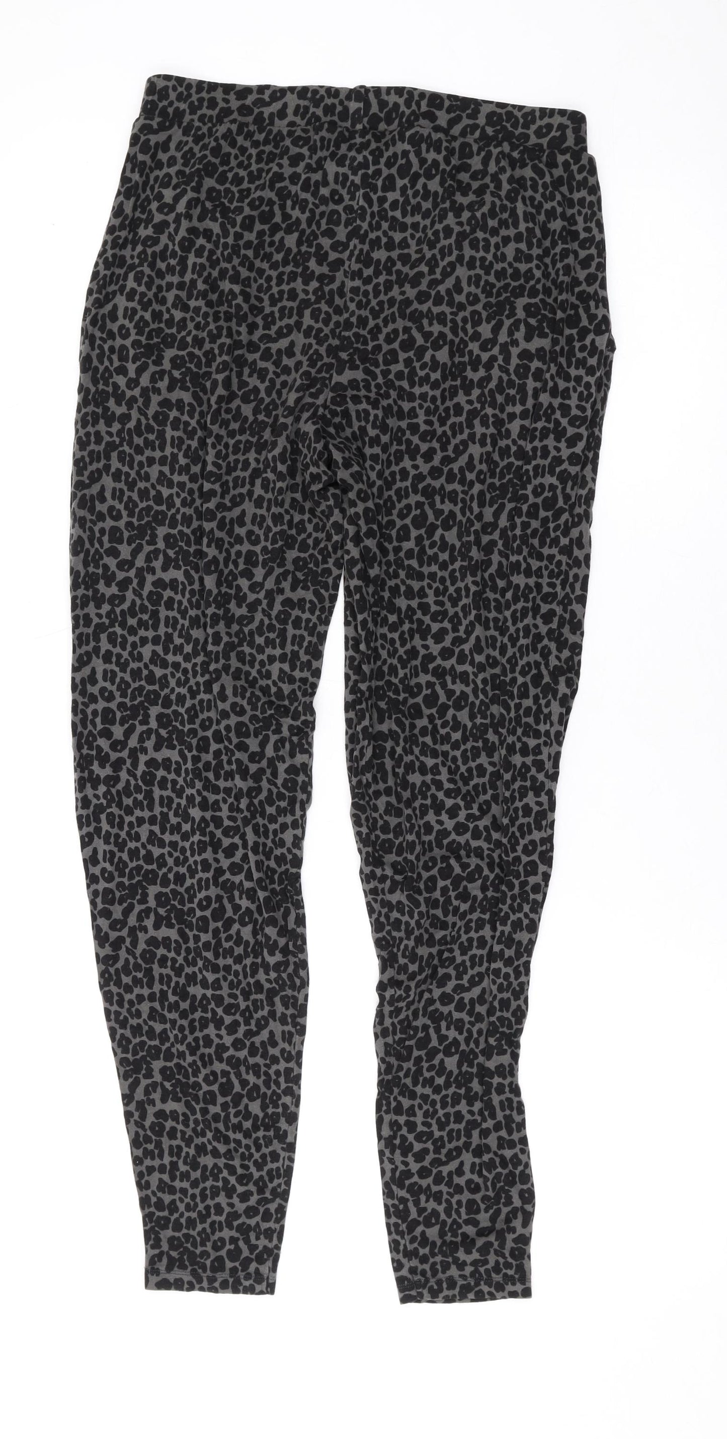 NEXT Womens Grey Animal Print Viscose Trousers Size 10 L26 in Regular