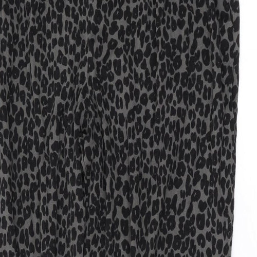 NEXT Womens Grey Animal Print Viscose Trousers Size 10 L26 in Regular