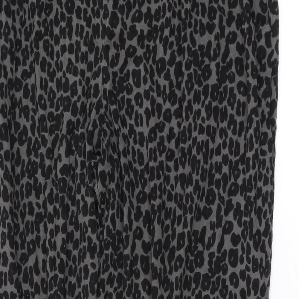 NEXT Womens Grey Animal Print Viscose Trousers Size 10 L26 in Regular