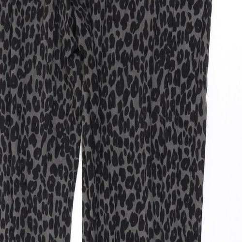 NEXT Womens Grey Animal Print Viscose Trousers Size 10 L26 in Regular