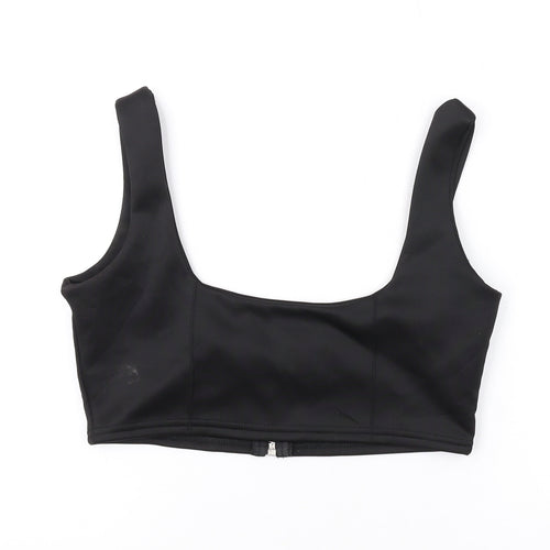 PRETTYLITTLETHING Womens Black Polyester Cropped Tank Size 10 Scoop Neck