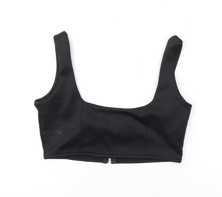 PRETTYLITTLETHING Womens Black Polyester Cropped Tank Size 10 Scoop Neck