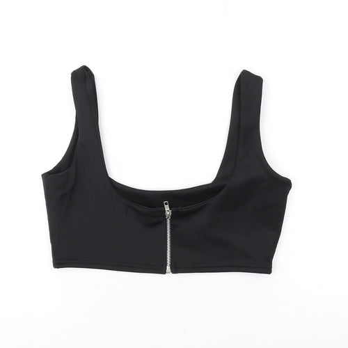 PRETTYLITTLETHING Womens Black Polyester Cropped Tank Size 10 Scoop Neck