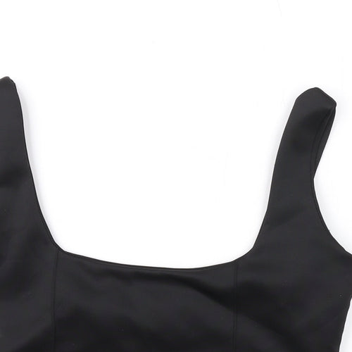 PRETTYLITTLETHING Womens Black Polyester Cropped Tank Size 10 Scoop Neck
